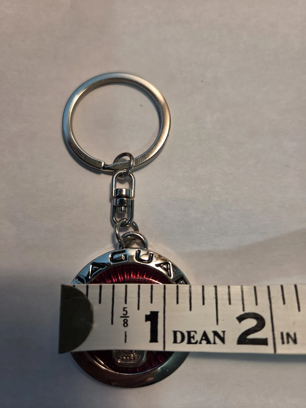 Silver and Red Jaguar Head Key Ring